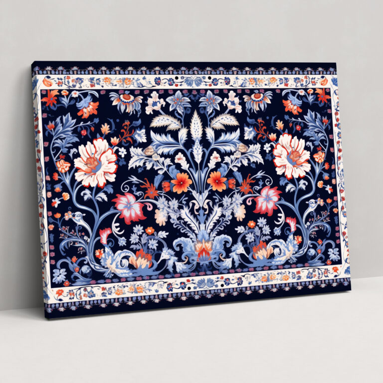 Turkish Carpet Pattern Wall Art Print - Turkish Carpet, Turkish Carpet Pattern, Nature-Inspired Motifs, Home Decoration