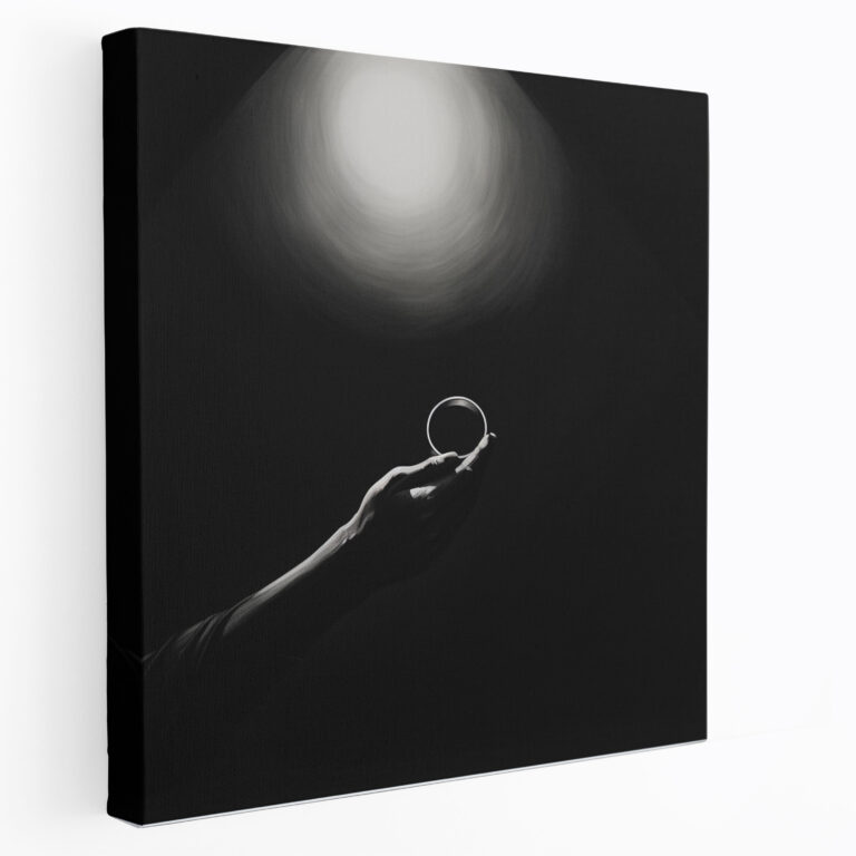 The Lord Of The Rings Wall Art - Minimalist Ring Canvas Print - The Lord Of The Rings, Dark Shadows, Iconic Ring, Black And White Sketch