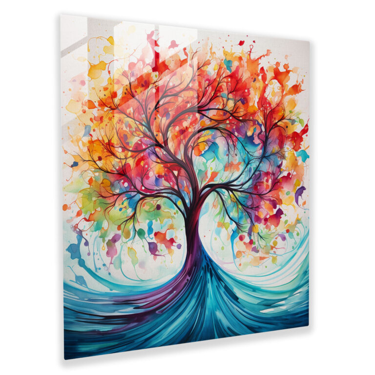 Tree Of Life Abstract Glass Print - Tree Of Life, Glass Print, Abstract Painting, Vibrant Colors