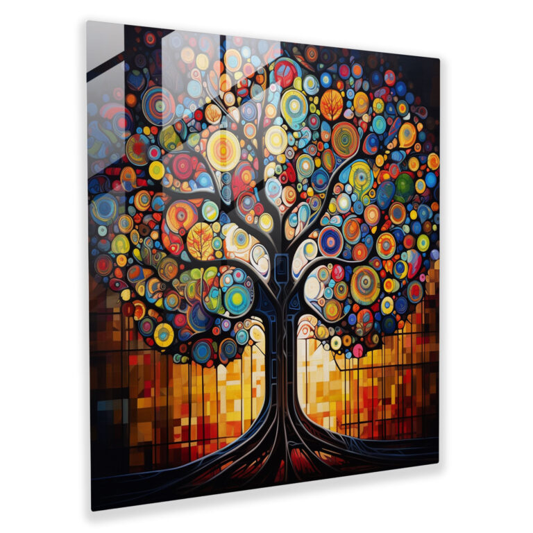 Glass Print - Geometric Tree Of Life - Tree Of Life, Wall Decoration, Vibrant Colors, Glass Art