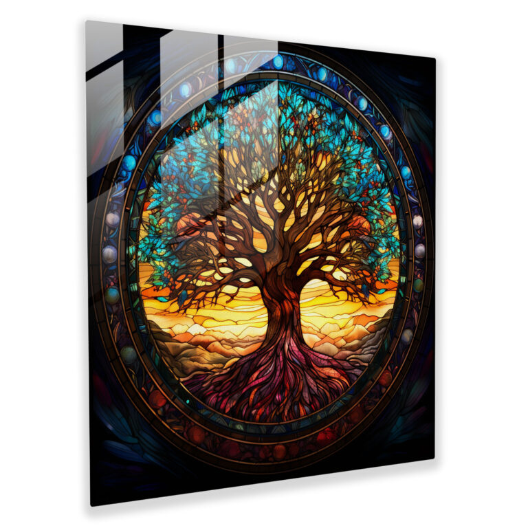 Stained Glass Tree Of Life Glass Print - Tree Of Life, Glass Print, Glass Art, Wall Decoration
