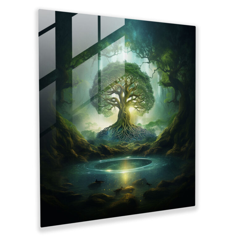 Mystical Forest Glass Print - Tree Of Life, Tree Of Life, Home Decoration, Modern Art