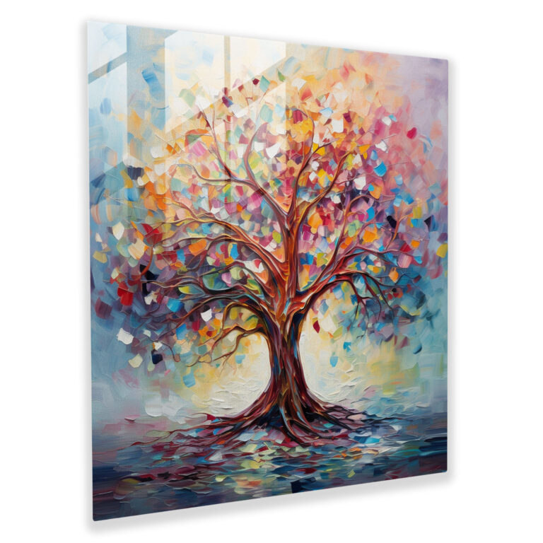 Whimsical Tree Of Life Glass Print - Tree Of Life, Wall Decoration, Home Decoration, Modern Art