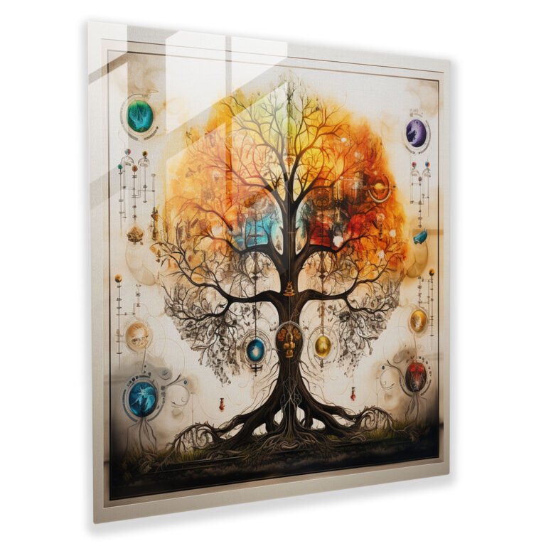 Symbolic Tree Of Life Glass Print - Tree Of Life, Glass Wall Art, Glass Print, Tree Of Life