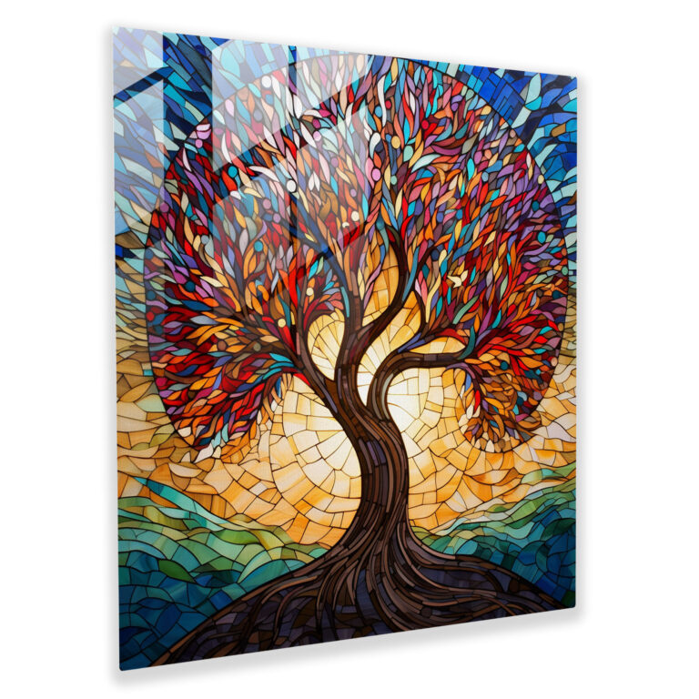 Stained Glass Tree Of Life Glass Print - Tree Of Life, Home Decoration, Glass Wall Art, Wall Decoration
