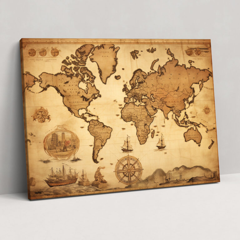 Travel Canvas Print - Vintage World Map Wall Art - Travel, Travel, Canvas Wall Art, Wanderlust