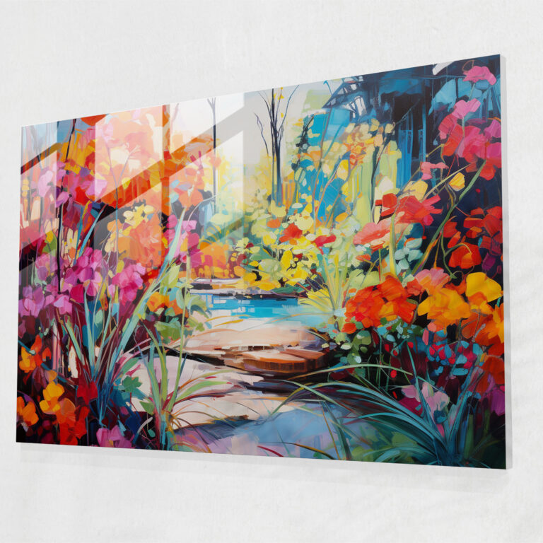 Vibrant Zen Garden Glass Print - The Zen Garden, Home Decoration, Glass Wall Art, Vibrant Color Palette