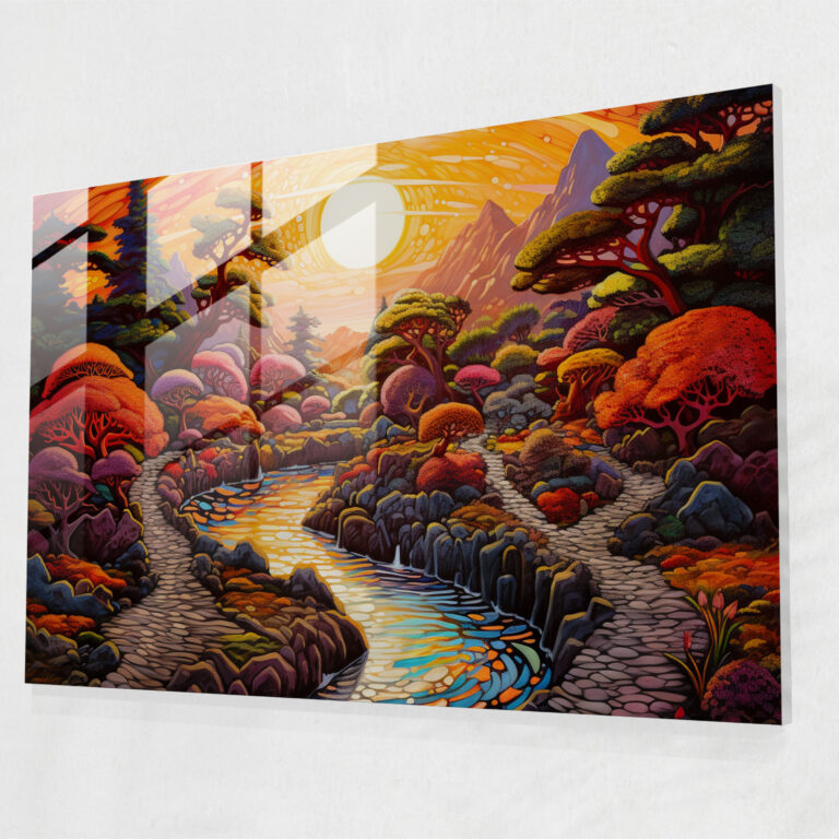 Vibrant Zen Garden Glass Wall Art - The Zen Garden, Vibrant Colors, Zen Garden, Glass Print