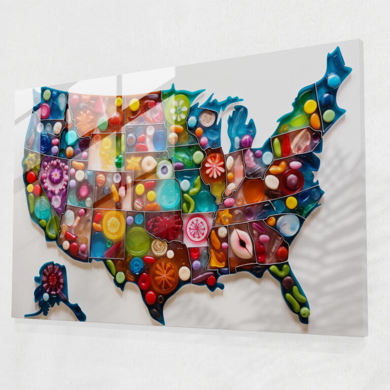 United States Of America Map Glass Wall Art - United States Of America Map, Wall Decoration, Home Decoration, Glass Art
