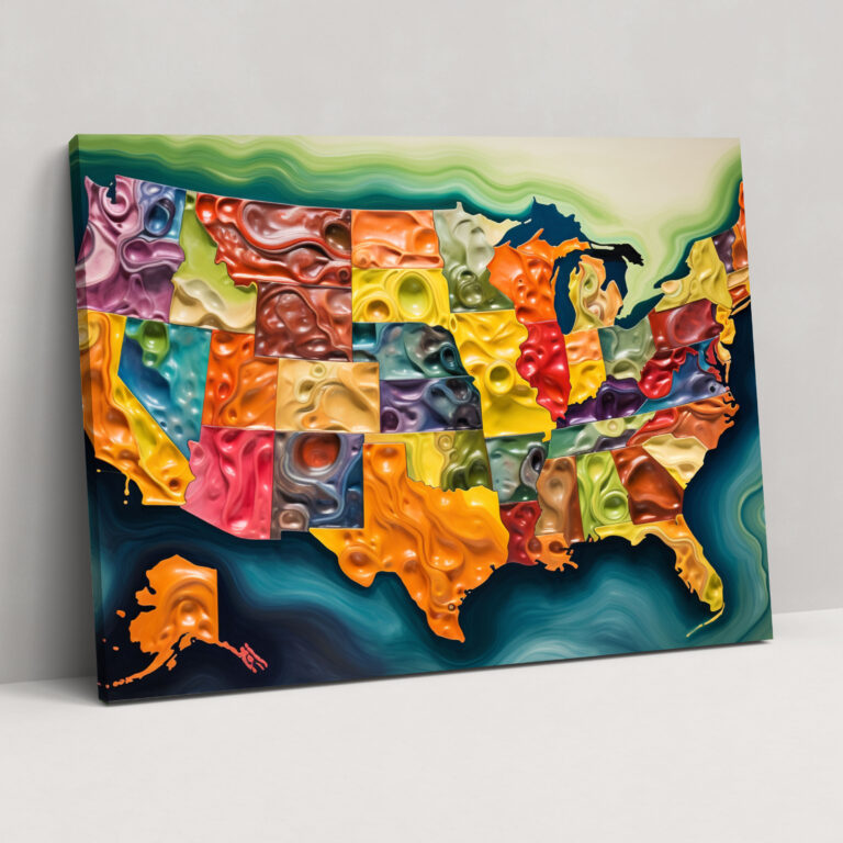 United States Of America Map Canvas Print - United States Of America Map, Canvas Wall Art, Home Decoration, Wall Art