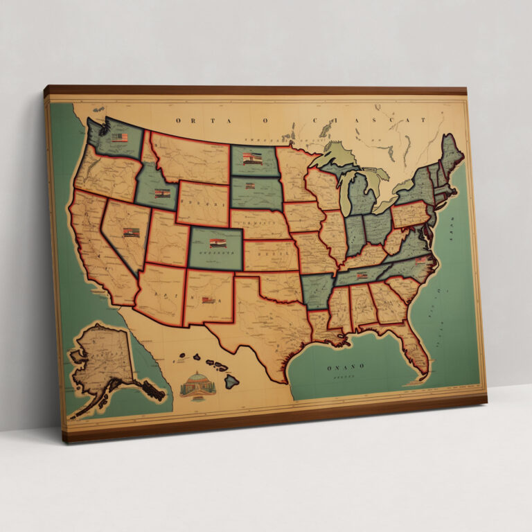 United States Of America Map Wall Art - United States Of America Map, Canvas Print, Home Decoration, Wall Art