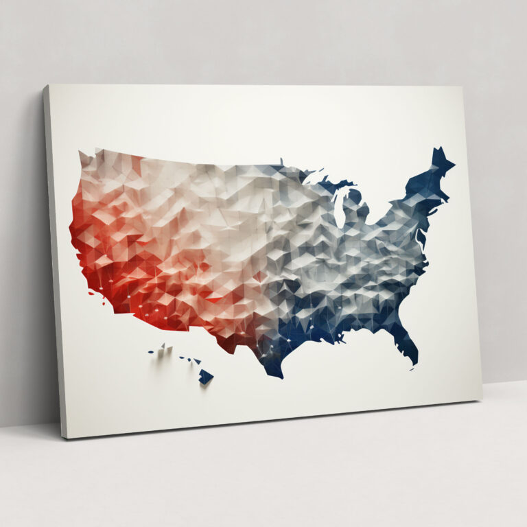 United States Of America Map Wall Art - United States Of America Map, Modern, Geometric Illustration, Canvas Print