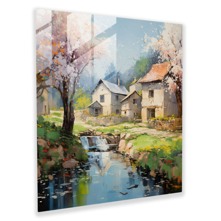 Spring Village Glass Print - Village, Village, Glass Print, Impressionist