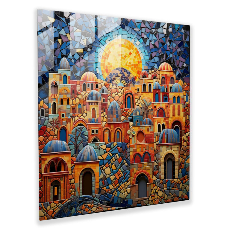 Mosaic Village Glass Print - Village, Glass Print, Village, Home Decoration