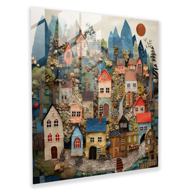 Glass Print - Whimsical Texture Village - Village, Wall Decoration, Whimsical, Glass Wall Art