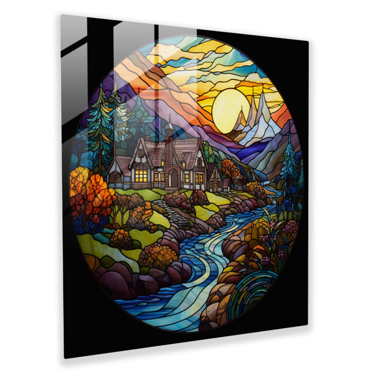 Iconic Landmarks Glass Print - Village, Home Decoration, Glass Wall Art, Stained Glass Artwork