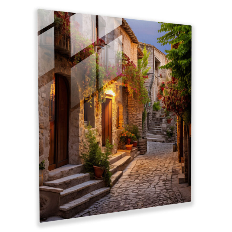 Historic Village Cobblestones Glass Print - Village, Glass Print, Ancient Architecture, Wall Decoration