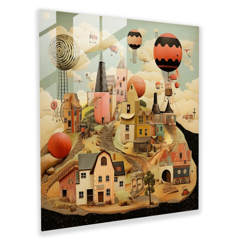 Whimsical Village Glass Print - Village, Wall Decoration, Village, Home Decoration