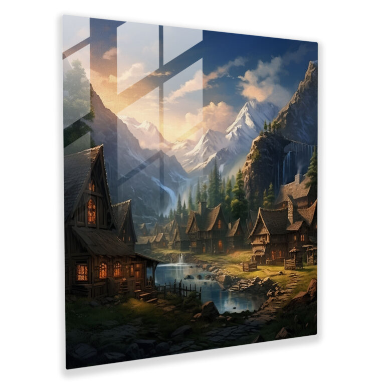 Mountain Village Glass Print - Village, Home Decoration, Glass Print, Mountains