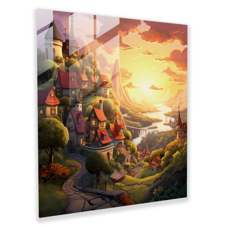 Enchanted Village - Glass Print - Village, Glass Art, Home Decoration, Whimsical