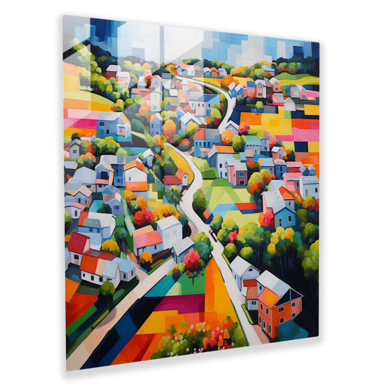 Modern Villagescape - Glass Print - Village, Wall Decoration, Glass Print, Modern Art