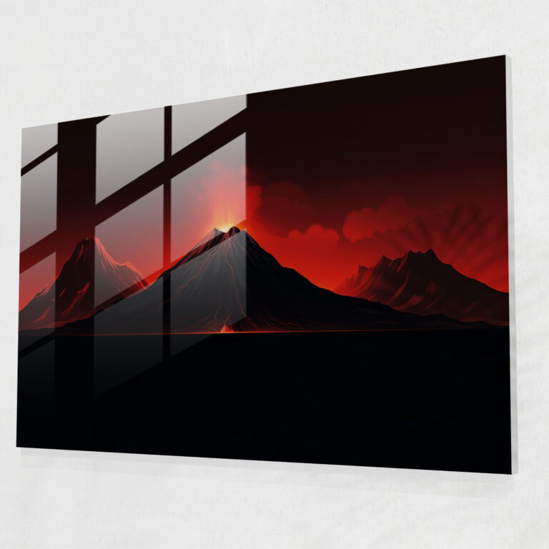 Volcano Glass Art - Volcano, Sleek Lines, Home Decoration, Minimalistic Representation