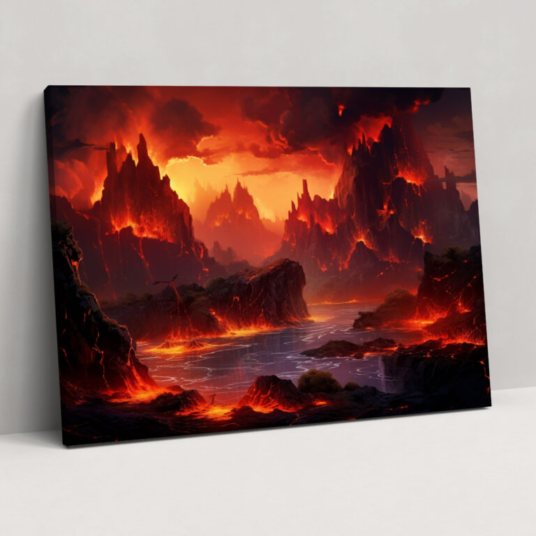 Surreal Volcano Canvas Print - Volcano, Digital Illustration, Floating Islands, Canvas Print