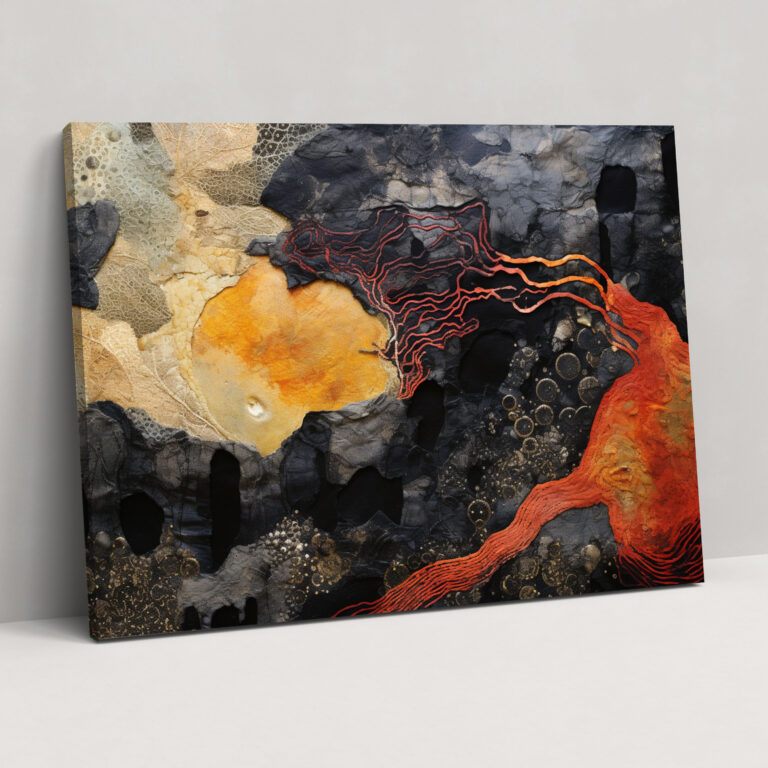 Volcanic Collage Wall Art - Volcano, Flowing Lava, Home Decoration, Canvas Print