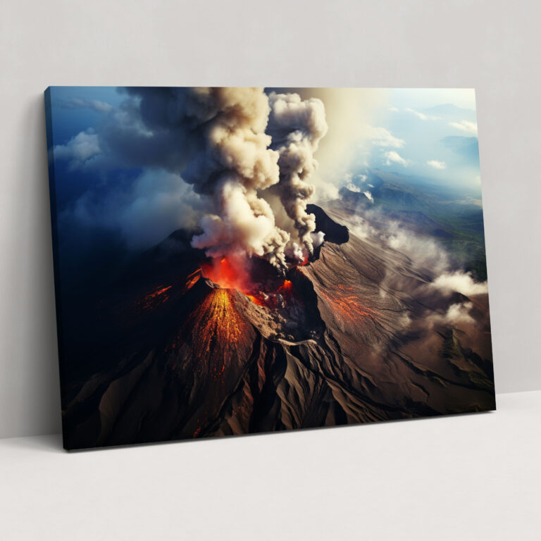 Aerial Volcano Canvas Print - Volcano, Canvas, Wall Decoration, Photorealistic Photograph