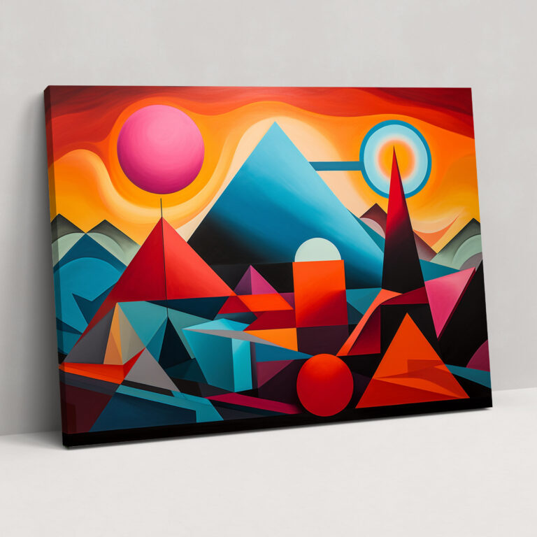 Geometric Volcano Canvas Print - Volcano, Volcano Wall Decoration, Home Decoration, Volcano Wall Art