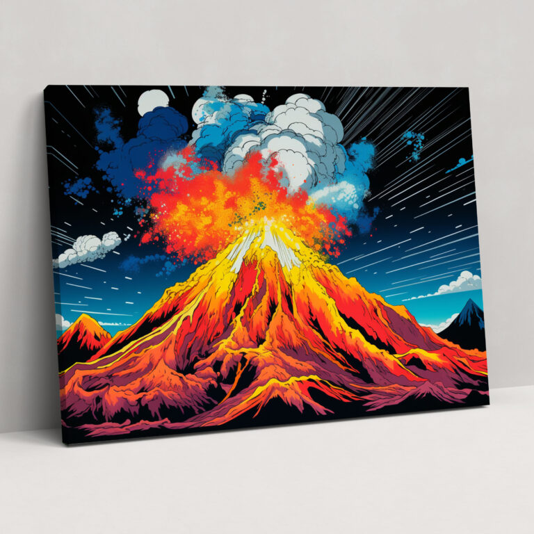 Pop Art Volcano Canvas Print - Volcano, Canvas, Vibrant Touch, Bold Colors