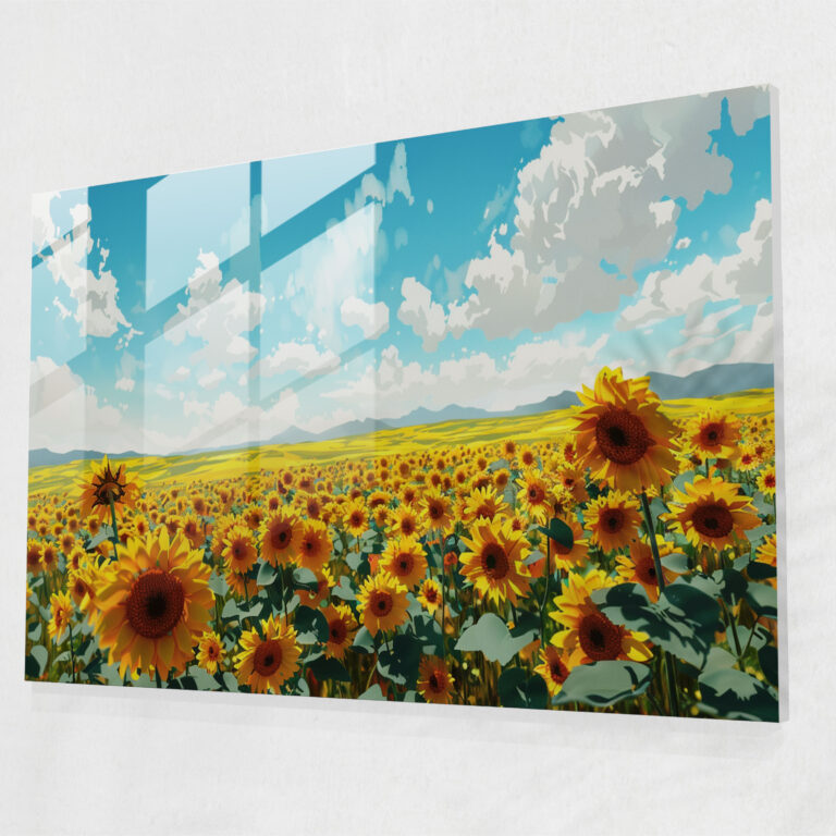 Vincent Van Gogh Glass Print - Sunflower Field - Vincent Van Gogh, Home Decoration, Glass Print, Modern Art