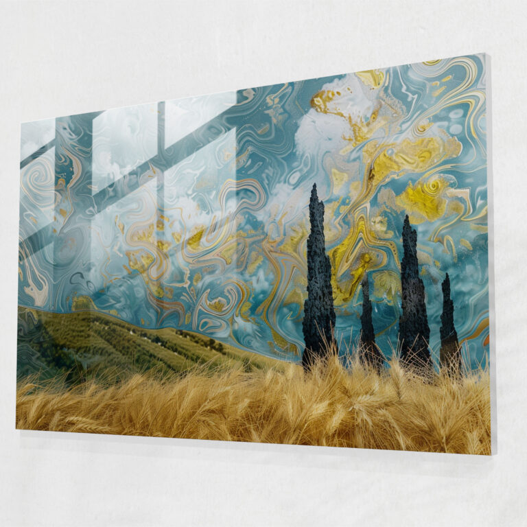 Vincent Van Gogh Wheatfield With Cypresses Glass Wall Art - Vincent Van Gogh, Home Decoration, Vincent Van Gogh, Glass Wall Art