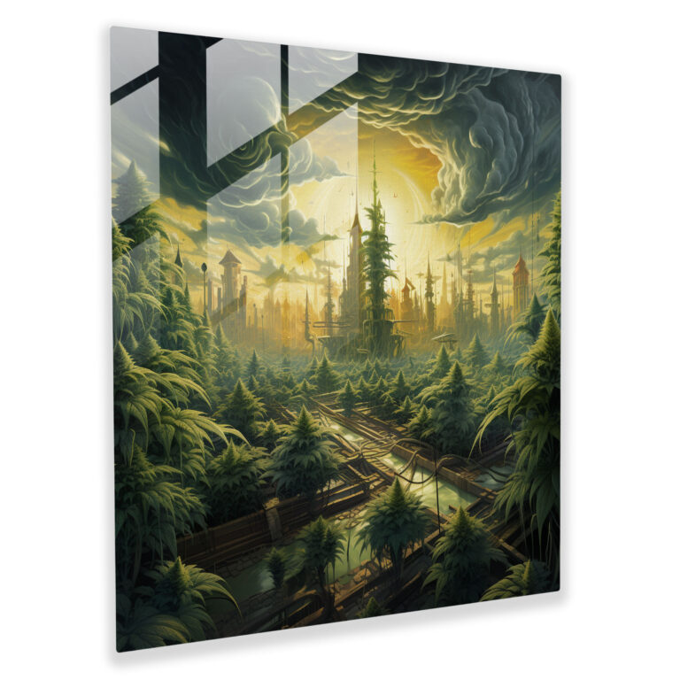 Surreal Weed Glass Print - Weed, Reality, Glass Print, Cannabis Plants