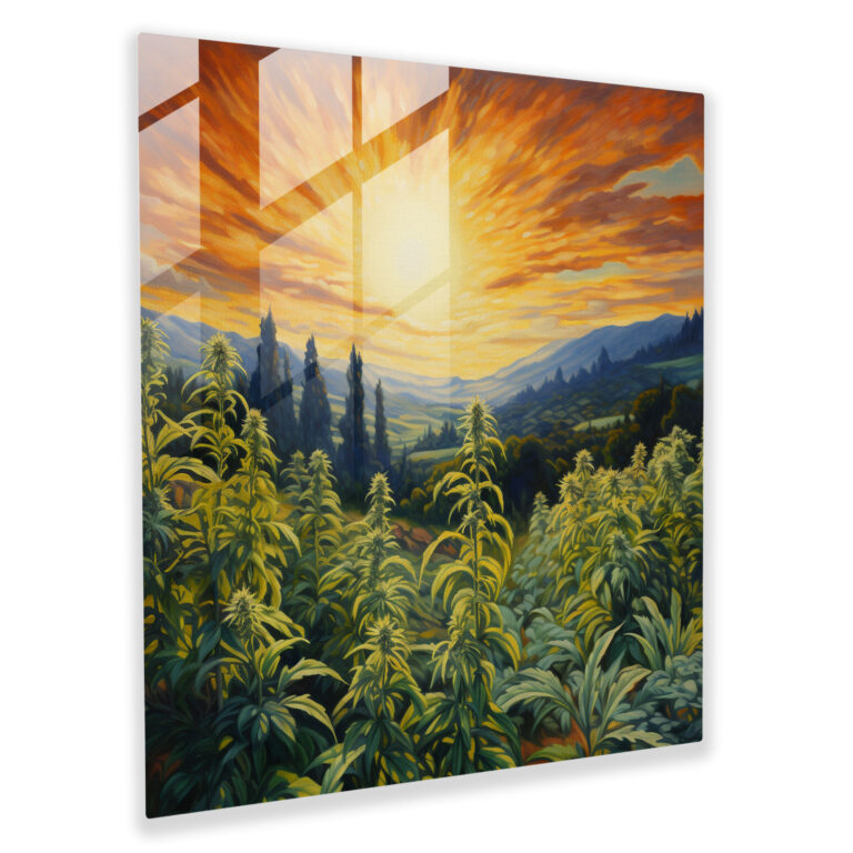 Weed Harmony - Glass Print - Weed, Vibrant Brushstrokes, Energy, Weed