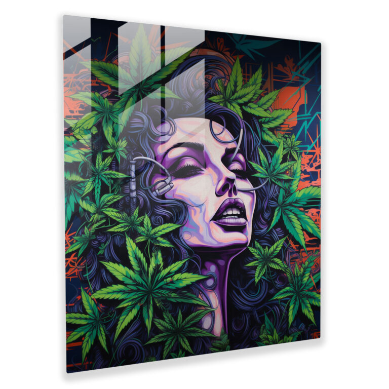 Urban Weed Vibes Glass Print - Weed, Glass Wall Art, Home Decoration, Glass Art