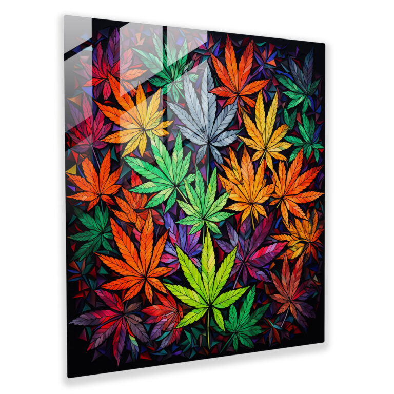 Geometric Harmony Glass Print - Weed, Mosaic, Glass Art, Glass Print