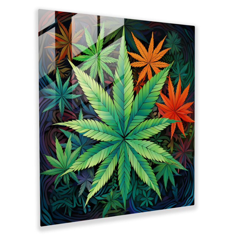 Harmonious Weed Glass Print - Weed, Geometric Art, Harmony Decor, Glass Art
