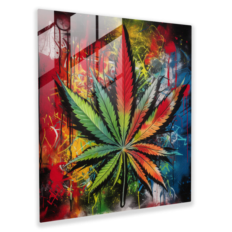 Urban Green Glass Print - Weed, Glass Art, Wall Decoration, Home Decoration