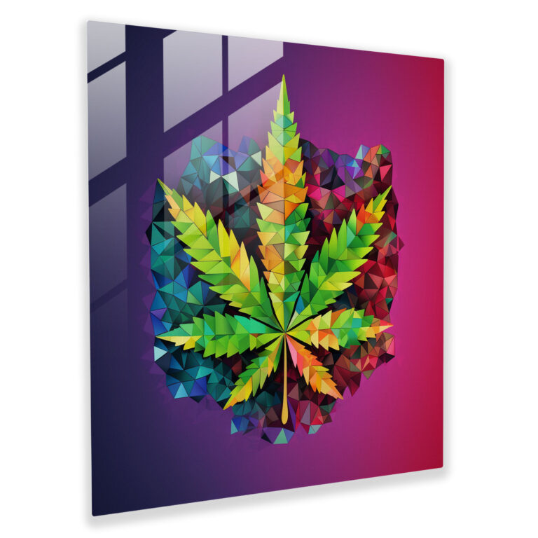 Weed Mosaic Glass Print - Weed, Modern Art, Glass Wall Art, Colorful Mosaic