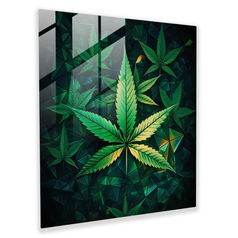 Weed Geometry Glass Print - Weed, Glass Art, Home Decoration, Weed