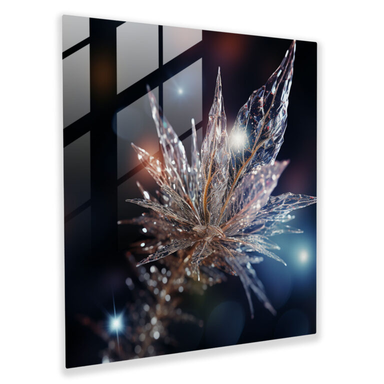 Sparkling Bud Glass Print - Weed, Sparkling Crystals, Weed, Wall Decoration