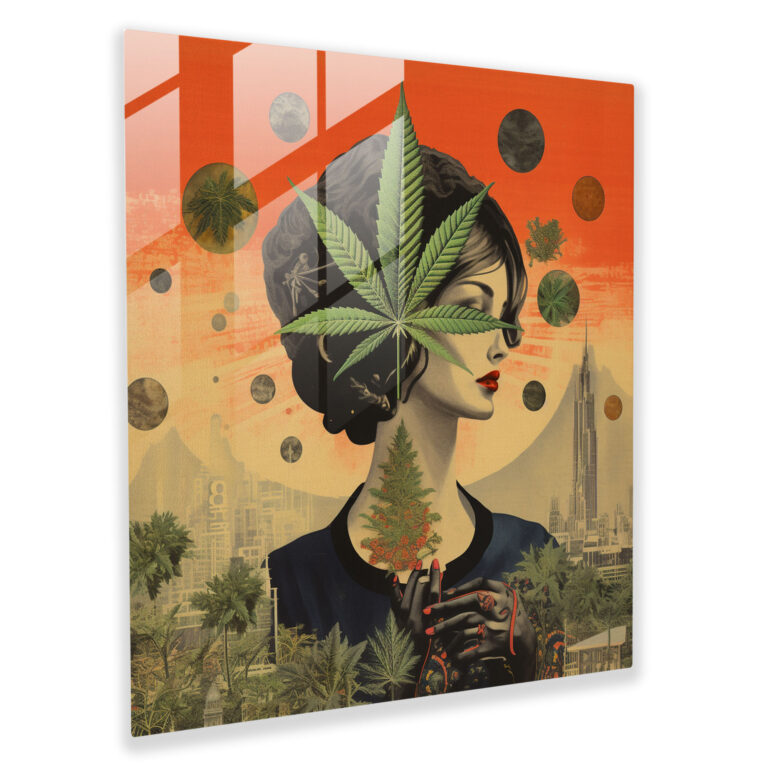Vintage Weed Collage Glass Print - Weed, Weed, Illustrations, Home Decoration