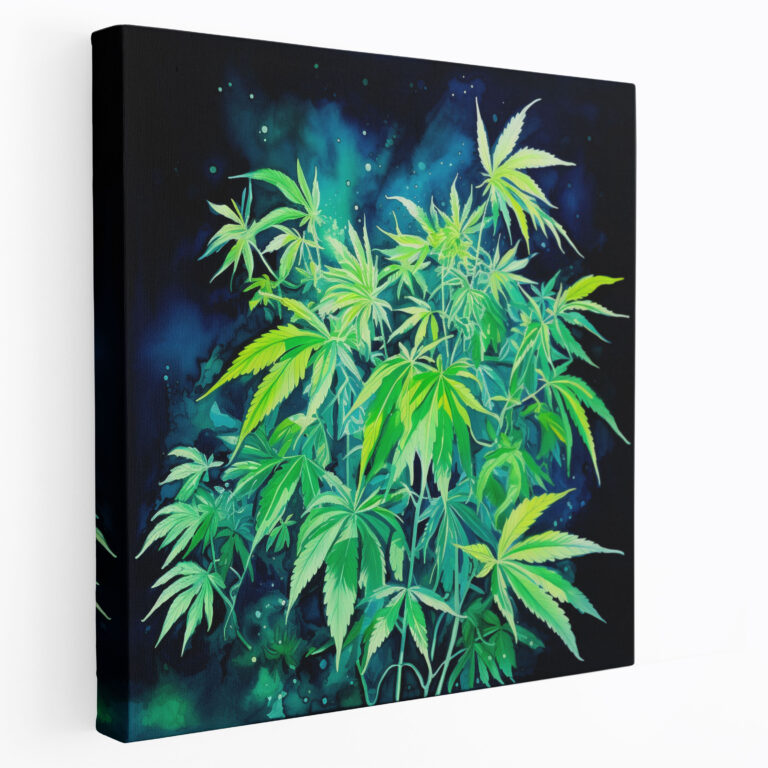 Weed Green Canvas Print - Weed, Watercolor, Wall Decoration, Canvas