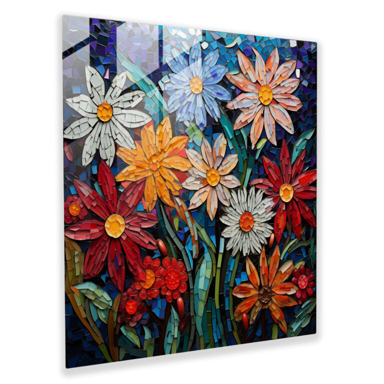 Wildflower Mosaic Glass Print - Wildflower, Abstract, Glass Print, Wall Decoration