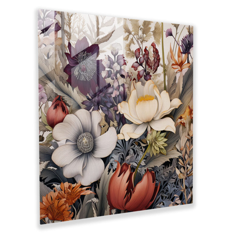 Wildflower Wonderland Glass Print - Wildflower, Vibrant Colors, Wall Decoration, Glass Art