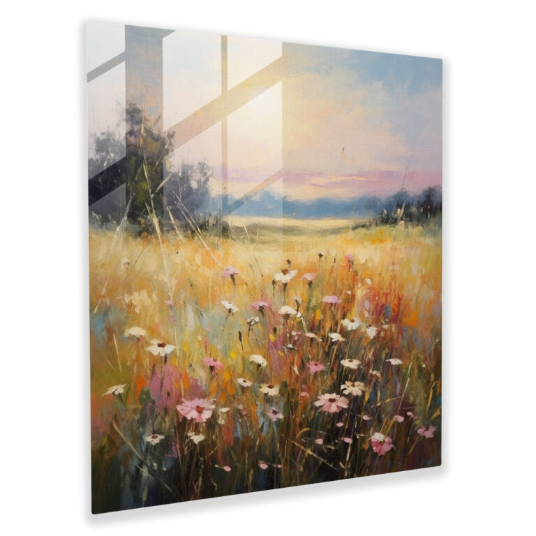 Wildflower Serenity Glass Print - Wildflower, Soothing Colors, Wildflower, Impressionist Oil Painting