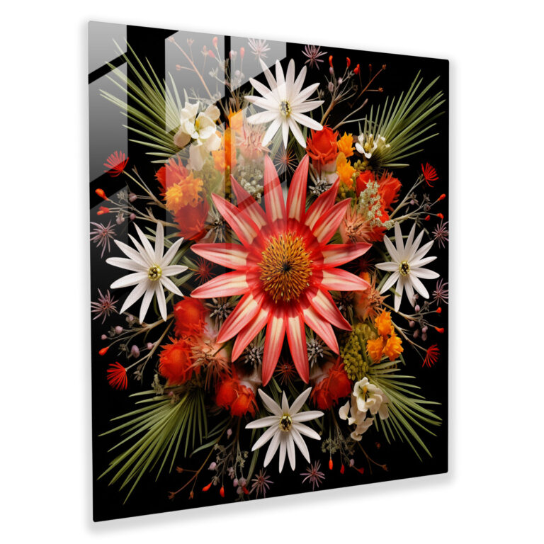 Wildflower Symmetry Glass Print - Wildflower, Glass Print, Wildflower, Home Decoration