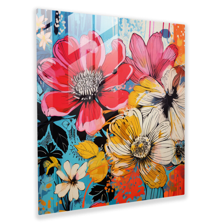 Wildflower Pop Art Glass Print - Wildflower, Bold Colors, Wildflower, Glass Wall Art