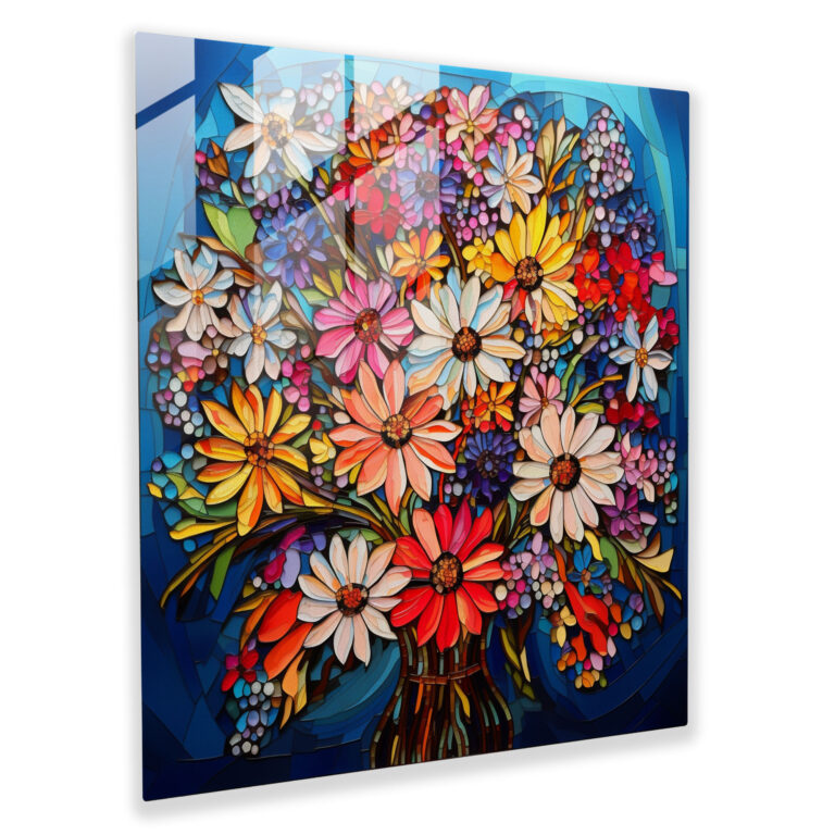 Wildflower Stained Glass Mosaic Glass Print - Wildflower, Wall Decoration, Glass Wall Art, Wildflower